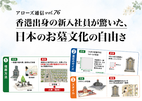 アローズ通信　vol_76：香港出身の新入社員が驚いた、日本のお墓文化の自由さ